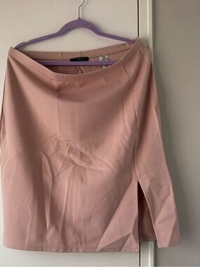 T TAHARI Knit Ponte Slit Front Skirt Blush Pink Modal Blend 1X  NWT $78